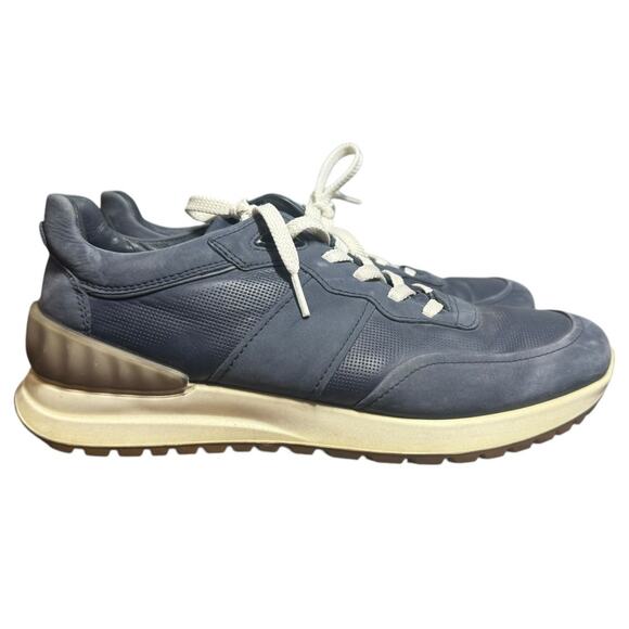 Ecco Astir Shoes Men's 8-8.5 Blue Leather Casual‎ Walking Comfort Retro Sneakers - Picture 1 of 12